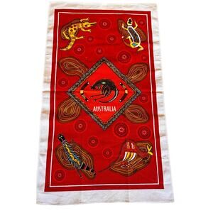 Australian Aboriginal Souvenir Linen Tea Towel  NOS